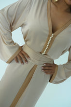 Load image into Gallery viewer, Moroccan caftan silk beige