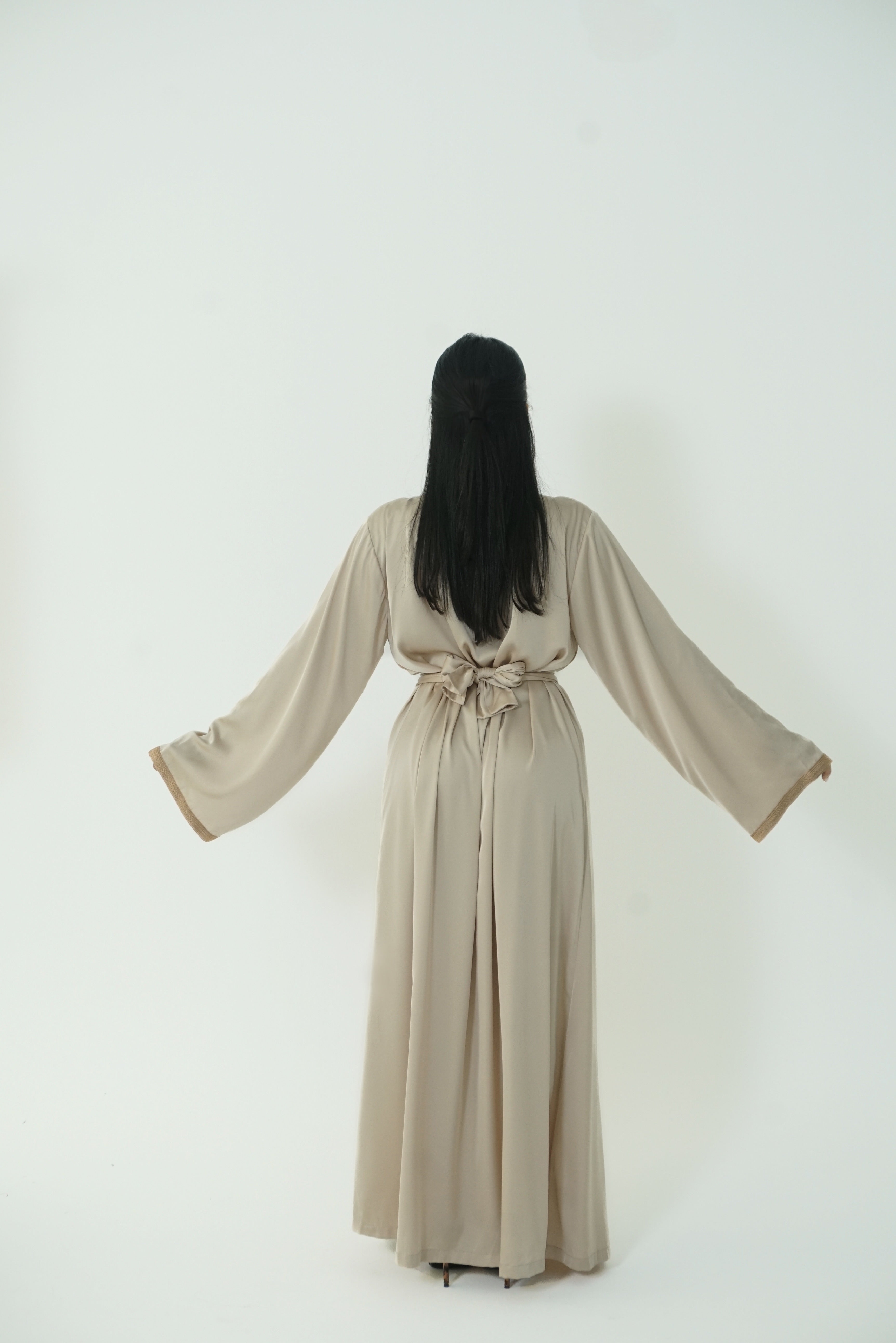 Moroccan caftan silk beige
